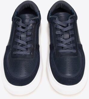Heren Marineblauwe Leren Sneakers - maat EU 42 Donkerblauw