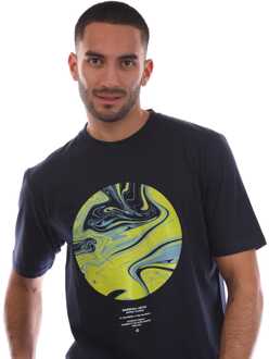 Heren Marshall Artist Akwa Grafisch T-shirt in Navy - maat