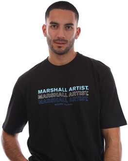 Heren Marshall Artist Repeat Logo T-shirt in Zwart - maat