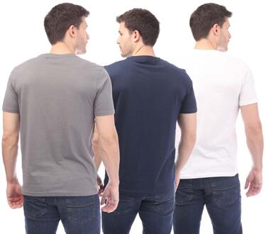 Heren Melstone T-Shirt (Set van 3) (Wit/Navy/Grijs) - maat 2XL