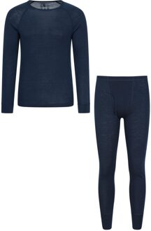 Heren Merino Wol Thermische Basislagen Set (Marine) Navy
