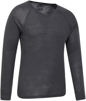 Heren Merino Wol V Hals Base Layer Top (Grijs) - 2XS