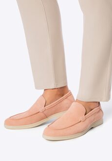Heren Mocassins van echt suède leer, roze