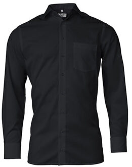 Heren modern shirt met lange mouwen - maat 39 (M) Zwart