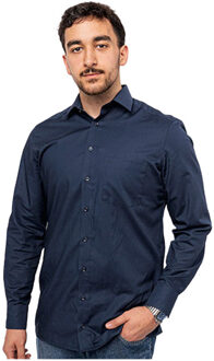 Heren modern shirt met lange mouwen - maat 47 (XXXL) Blauw