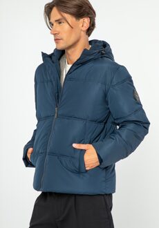 Heren Monogram Gewatteerde Jas Marineblauw Polyester - maat Donkerblauw