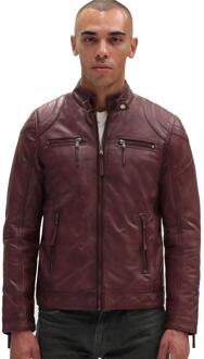 Heren Moto lederen bikerjack-Taiwan - maat L Bourgogne