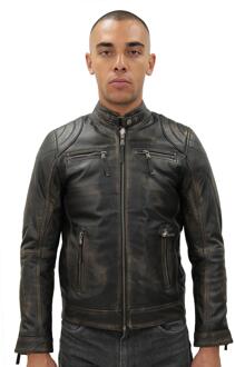 Heren Moto lederen bikerjack-Taiwan - maat S Zwart