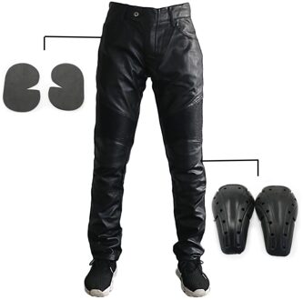 Heren Motorrijden Biker Ademend Pu Lederen Broek Zwarte Broek Zachte Knie Heup Guards Bescherming Pads Motorbike XXL