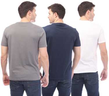 Heren NICCE Melstone 3 Pack T-shirt in White Navy Blauw en wit - 2XL