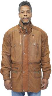 Heren nubuck lederen parka jas-Winnipeg Bruin - 4XL