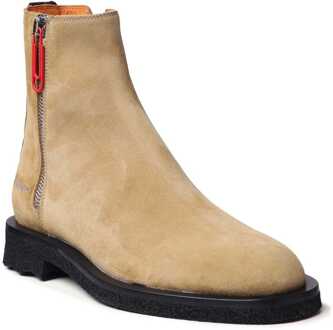 Heren Off White Suède Spongesole Enkellaarsjes in Wit Gebroken wit - EU 43 / UK 9