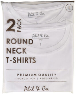 Heren ondershirt katoen t-shirt ronde hals 2-pack Wit - XL