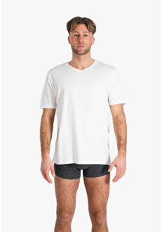 Heren ondershirt katoen t-shirt v-hals 2-pack Wit - M