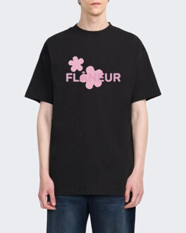 Heren organic flower t-shirt - maat L Zwart