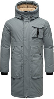 heren outdoorjas Cyriaan met teddyvoering in capuchon en winddicht design Blauw