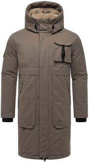 heren outdoorjas Cyriaan met teddyvoering in capuchon en winddicht design - maat XL Bruin