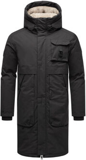 heren outdoorjas Cyriaan met teddyvoering in capuchon en winddicht design Zwart - L