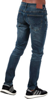 Heren Overbug Tapered Jeans (Denim) Blauw - 40 Kort