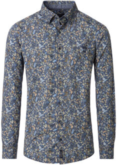 Heren overhemd 454482700 100 blue Blauw - 4XL