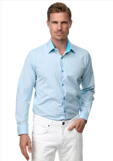 Heren overhemd - aqua r-66 Blauw - M