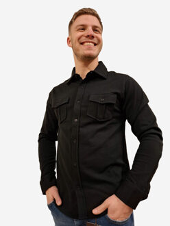 Heren overhemd denim - Zwart - XL