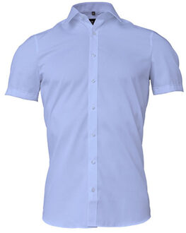 Heren overhemd met korte mouwen Blauw - 45 (XXL)