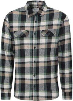 Heren Overhemd met lange mouwen in molton (Donkere Khaki) Kaki - 4XL