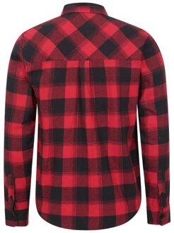 Heren Overhemd met lange mouwen in molton (Rood) - 3XL