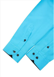 Heren overhemd - turkis r-44 - maat M Blauw