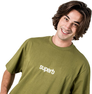 Heren Oversized Katoenen Korte Mouwen T-Shirt Little Core Puffy SPRB3500 - maat L Groen