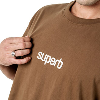 Heren Oversized Katoenen T-shirt met Korte Mouwen Little Core Puffy SPRB3500 - maat XL Bruin