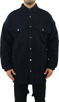 Heren oversized shirt coat navy blu Blauw - 48 (XXXL)