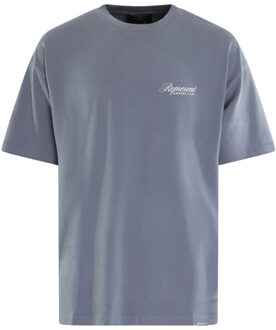 Heren owners script t-shirt Blauw - M