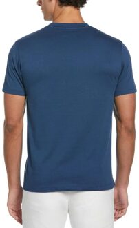 Heren Pete Geborduurd Logo T-Shirt (Blauw)