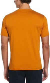 Heren Pete Geborduurd Logo T-Shirt (Bruin) - maat
