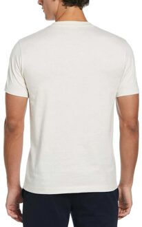 Heren Pete Geborduurd Logo T-Shirt (Crème) - maat L