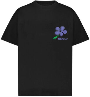 Heren pixel flower t-shirt Zwart - XL