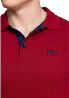 heren polo bordeaux marine korte mouw knoopsluiting - maat M