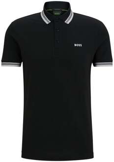 Heren Polo met Details en Contrast Logo Model 50469055 Paddy Kleur Zwart Hugo Boss , Black , Heren - Xl,L,M,S