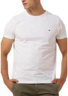 Heren Polo T-shirt Core Stretch Slim C-neck Tommy Hilfiger , White , Heren - 2XL