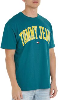 Heren Polo & T-shirts Reg Popcolor Varsity Tee Tommy Jeans , Green , Heren - Xl,L,M,S