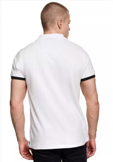 heren polo zwart korte mouw knoopsluiting Wit - L