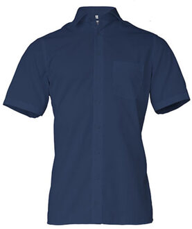 Heren poplin comfort overhemd met korte mouwen - maat 40 (M) Blauw