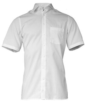 Heren poplin comfort overhemd met korte mouwen - maat 43 (XL) Wit