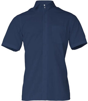 Heren poplin modern overhemd met korte mouwen Blauw - 45 (XXL)