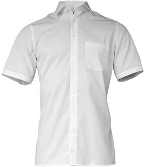 Heren poplin modern overhemd met korte mouwen - maat 46 Wit