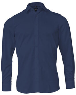 Heren poplin slim overhemd met lange mouwen Blauw - 39 (M)