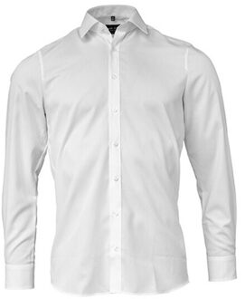 Heren poplin slim overhemd met lange mouwen - maat 42 Wit