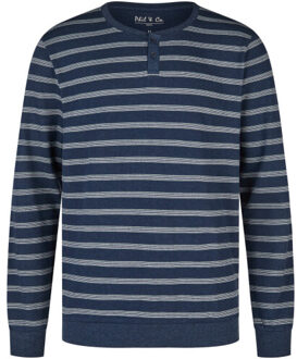 Heren pyjama set interlock donker gestreept Blauw - L